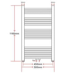 Greatstore Žebříkový radiátor obloukový, ústřední topení 500 x 1160 mm boční a střední přípojka