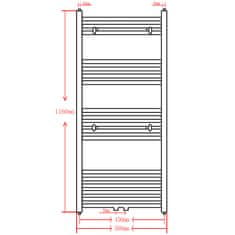 Vidaxl Šedý žebříkový radiátor obloukový ústřední topení 500 x 1 160 mm