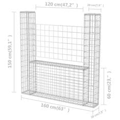 Vidaxl Gabionový koš ve tvaru U pozinkovaná ocel 160 x 20 x 150 cm