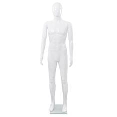 Greatstore Pánská figurína celá postava základna ze skla lesklá bílá 185cm