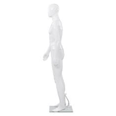 Greatstore Pánská figurína celá postava základna ze skla lesklá bílá 185cm