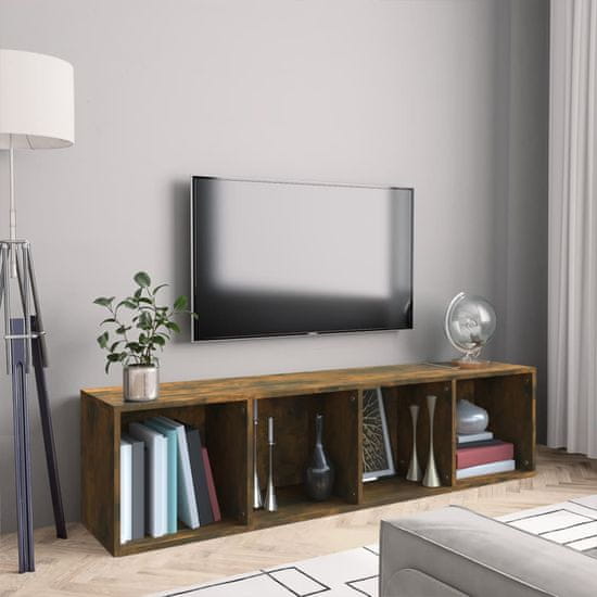 Greatstore Knihovna / TV skříňka kouřový dub 143x30x36 cm kompozitní dřevo