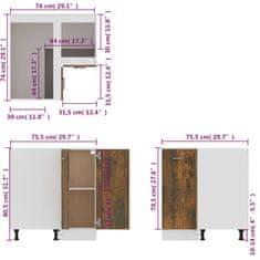 Petromila Kuchyňská skříňka kouřový dub 75,5x75,5x81,5cm kompozitní dřevo