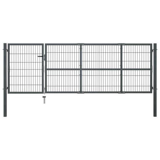 Greatstore Zahradní brána se sloupky ocel 350 x 100 cm antracitová