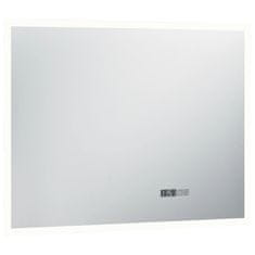 Greatstore Koupelnové LED zrcadlo dotykový senzor zobrazení času 80x60 cm