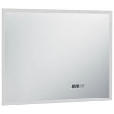 Greatstore Koupelnové LED zrcadlo dotykový senzor zobrazení času 80x60 cm