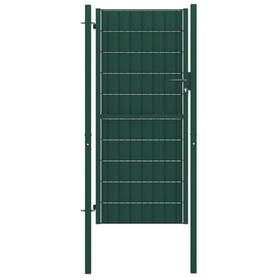 Vidaxl Plotová branka PVC a ocel 100 x 164 cm zelená