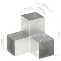 Vidaxl Trámová spojka 4 ks ve tvaru Y pozinkovaný kov 101 x 101 mm