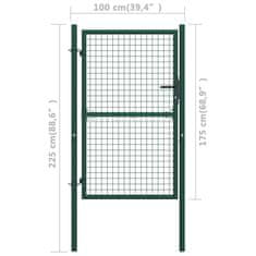 Vidaxl Plotová branka ocel 100 x 175 cm zelená