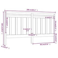 Vidaxl Čelo postele 206 x 4 x 100 cm masivní borovice