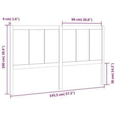 Vidaxl Čelo postele černé 145,5 x 4 x 100 cm masivní borovice