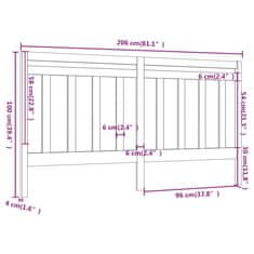 Greatstore Čelo postele medově hnědé 206 x 4 x 100 cm masivní borovice