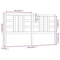 Vidaxl Čelo postele 206 x 4 x 100 cm masivní borovice