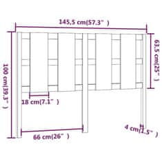 Vidaxl Čelo postele bílé 145,5 x 4 x 100 cm masivní borovice