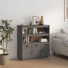 Greatstore Skříň highboard šedá 100x40x108,5 cm masivní borové dřevo