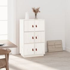 Greatstore Skříň highboard bílá 67 x 40 x 108,5 cm masivní borové dřevo