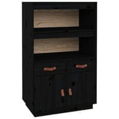 Greatstore Skříň highboard černá 67 x 40 x 108,5 cm masivní borové dřevo