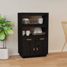 Greatstore Skříň highboard černá 67 x 40 x 108,5 cm masivní borové dřevo