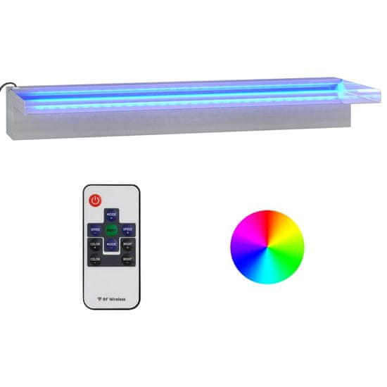 Vidaxl Přelivový vodopád s RGB LED osvětlením nerezová ocel 60 cm