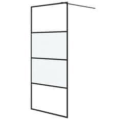 Greatstore Sprchová zástěna walk-in černá 90x195 cm napůl mléčné ESG sklo