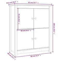 Greatstore Příborník černý 83 x 41,5 x 100 cm masivní borové dřevo