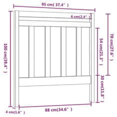 Greatstore Čelo postele šedá 95 x 4 x 100 cm masivní borovice