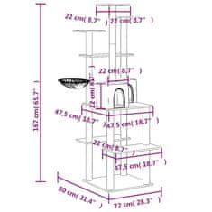 Petromila Škrabadlo pro kočky se sisalovými sloupky světle šedé 167 cm