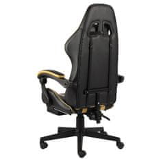 Greatstore Herní židle s podnožkou černo-zlatá umělá kůže