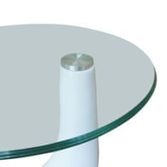 Vidaxl Konferenční stolek s kulatou skleněnou deskou bílý vysoký lesk