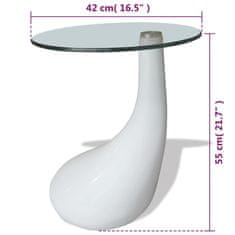Vidaxl Konferenční stolek s kulatou skleněnou deskou bílý vysoký lesk
