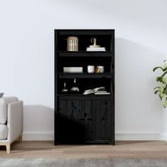 Greatstore Skříň highboard černá 80 x 35 x 154 cm masivní borové dřevo