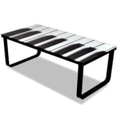 Greatstore Skleněný konferenční stolek s potiskem, motiv klavíru