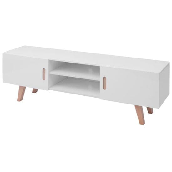 Greatstore TV stolek MDF 150 x 35 x 48,5 cm vysoký lesk bílý