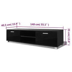 Greatstore TV stolek černý s vysokým leskem 140 x 40,3 x 34,7 cm