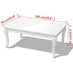 Greatstore Konferenční stolek 100x60x42 cm vysoký lesk bílý