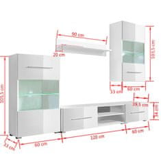 Vidaxl Pětidílná obývací stěna s LED osvětlením bílá
