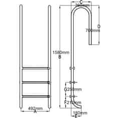 Petromila Bazénový žebřík 3 schůdky nerezová ocel 304 120 cm 