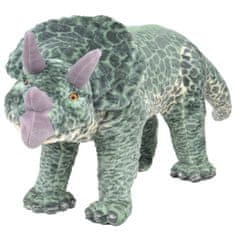 Vidaxl Stojící plyšová hračka, dinosaurus triceratops, zelený, XXL