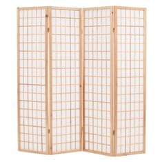 Greatstore Skládací 4dílný paraván v japonském stylu 160 x 170 cm přírodní