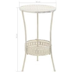 Greatstore Bistro stolek ve vintage stylu kulatý kovový 40 x 70 cm bílý