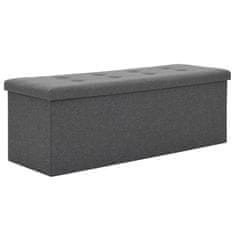 Greatstore Skládací úložná lavice umělý len 110 x 38 x 38 cm tmavě šedá