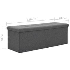 Greatstore Skládací úložná lavice umělý len 110 x 38 x 38 cm tmavě šedá