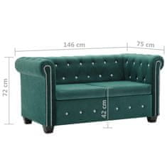 Greatstore Chesterfield dvousedačka ze sametu 146 x 75 x 72 cm zelená