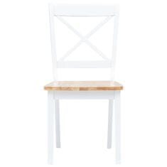 Vidaxl Jídelní židle 4 ks bílé a světlé dřevo masivní kaučukovník