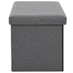 Greatstore Skládací úložná lavice umělý len 76 x 38 x 38 cm tmavě šedá