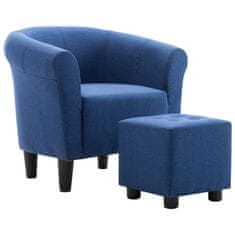 Greatstore 2dílná sada křeslo a stolička modrá textil