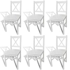 Vidaxl Jídelní židle 6 ks bílé borové dřevo