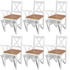 Vidaxl Jídelní židle 6 ks bílé borové dřevo
