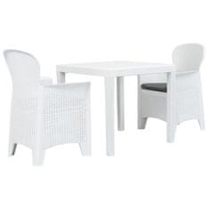 Vidaxl 3dílný bistro set bílý plastový ratanový design