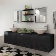 Greatstore 8dílný set koupelnového nábytku s umyvadly černý